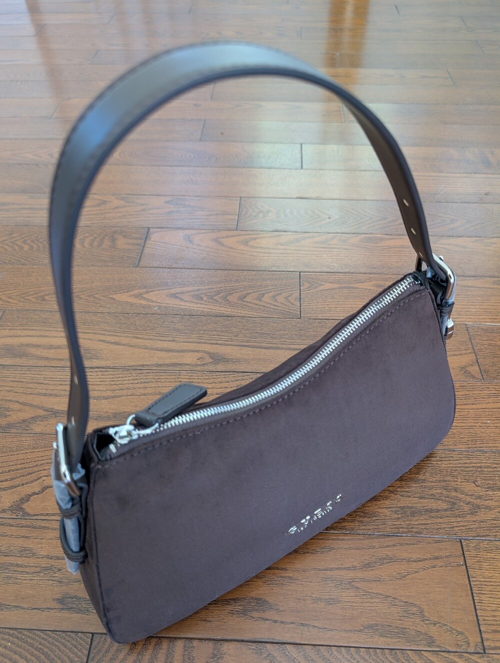 GUESS Chocolate Brown Faux Suede Shoulder Bag - Picture 3 of 8